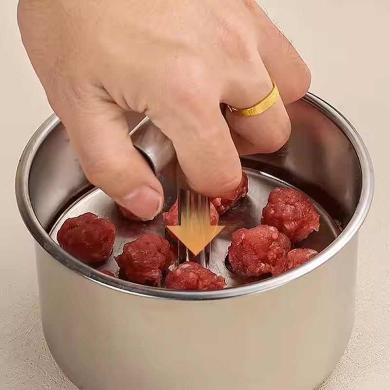 Máy làm thịt viên thủ công bằng thép không gỉ - Tiện ích nhà bếp - Khuôn định hình quả cầu thịt - 6 / 12 lỗ, Đa năng, Chất lượng cao - Dụng cụ làm viên cá ép đùn