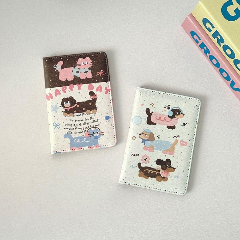 Hộp đựng hộ chiếu HOBBYIN, Túi đựng hộ chiếu hoạt hình siêu mỏng, Da PU đa chức năng dễ thương Ví đựng thẻ tín dụng di động Phụ kiện du lịch