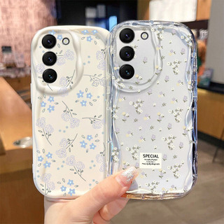 Ốp Điện Thoại Cho Samsung A16 A15 A55 A54 A35 A34 A53 A25 A05 A05S A06 Shell INS Hoa Trắng TPU Camera Bảo Vệ Silicon Trong Suốt Chống Sốc 3D Vồng Cong Edge