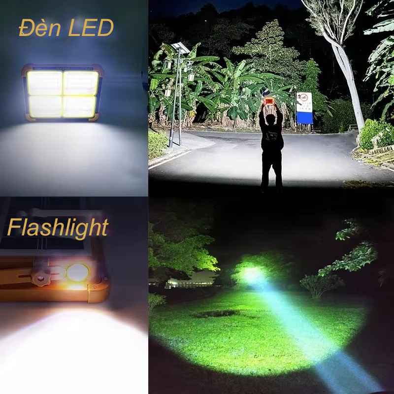 Đèn LED Năng Lượng Mặt Trời Cầm Tay 1200W, Với ThờiGian Sử Dụng Cực Lâu，Đa Năng, Chống Nước, Đổi Màu