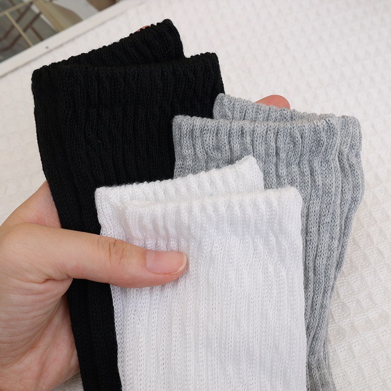 Vớ cotton Dệt Kim Dài Trung Bình Mềm Mại Màu Trơn Thời Trang Xuân Thu Phong Cách harajuku Đường Phố Cho Nữ