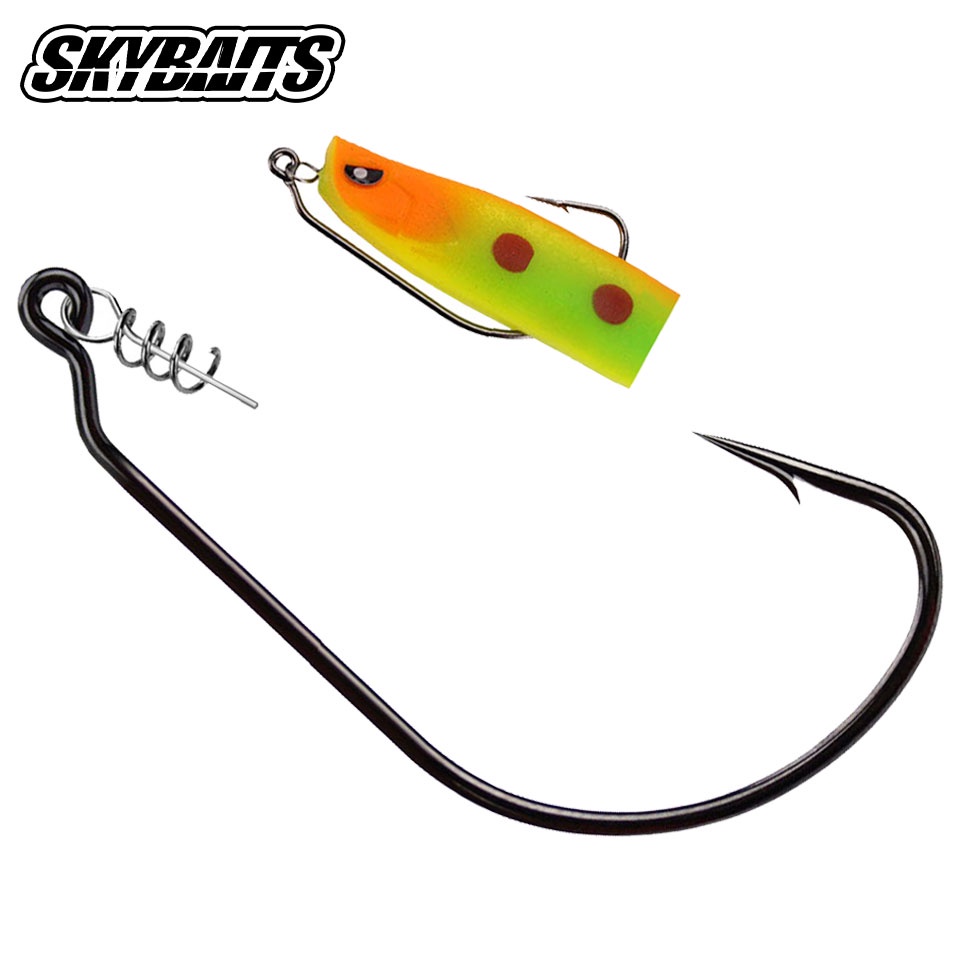 SKYBAITS, Móc câu 10 mảnh, Móc thép gai sắc bén bằng thép Carbon cao, Móc quay đầu Jig
