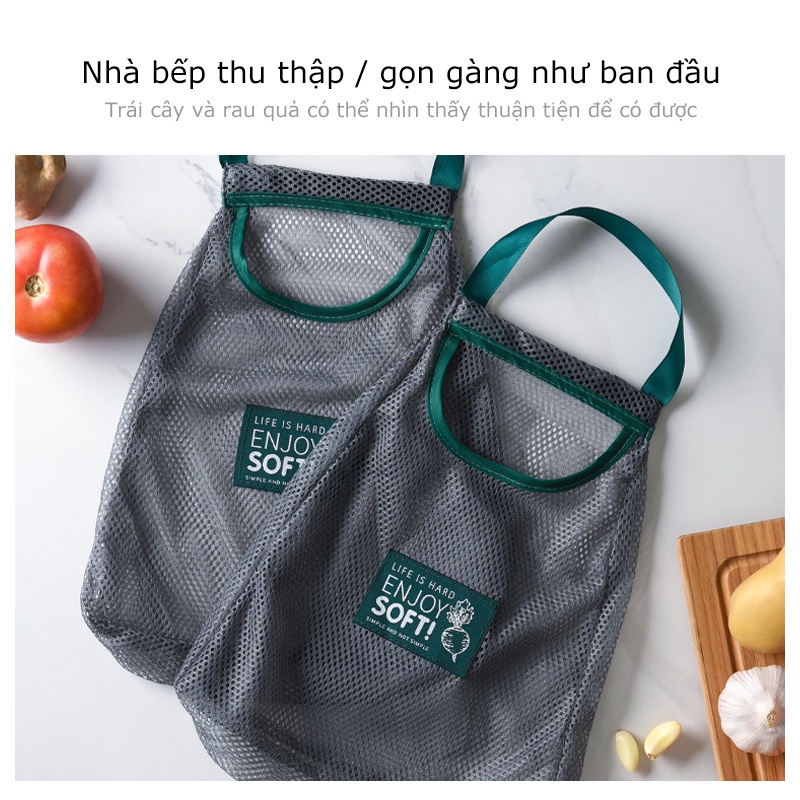 Túi lưới đựng hành tỏi rau củ quả đồ khô treo tường chống ẩm mốc