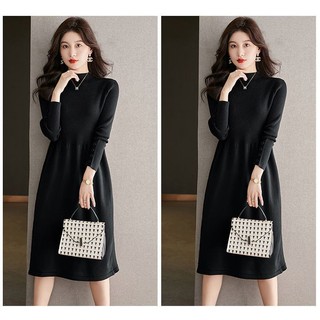 Đầm sweater Dệt Kim Ôm Eo Phong Cách Thời Trang Thu Đông Mới 2023