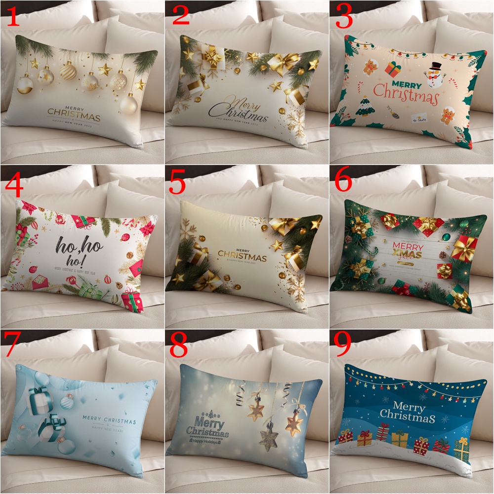Vỏ Gối polyester Một Mặt Hình Chữ Nhật In Họa Tiết Giáng Sinh Năm Mới Trang Trí Nhà Cửa (Không Có Lõi)