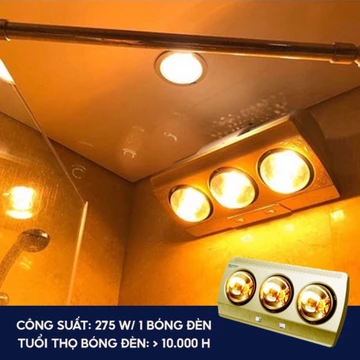 Đèn Sưởi phòng tắm Cao Cấp, Đèn Sưởi nhà tắm Đui Sứ 2 Bóng-3 Bóng Chống chập cháy ,Tiết kiện điện, máy sưởi mini- BH 12T