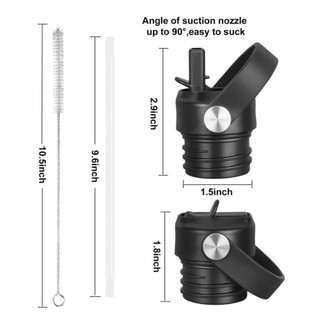 Nắp ống hút JKDESIGN, có nắp thủy tinh chống rò rỉ ống hút, chất lượng có tay cầm Nắp thay thế bàn chải ống hút cho chai nước 18 21 24 oz