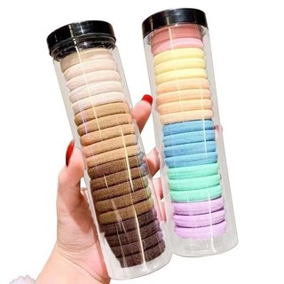 SET HỘP Chun Buộc Tóc Hình ỐNG Màu Trơn Chất Thun Co Giãn HaminStore
