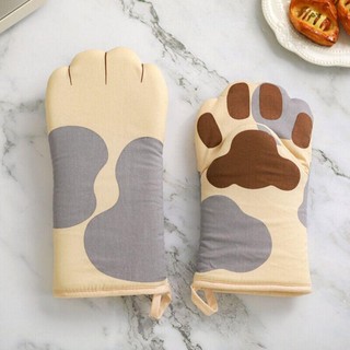 Găng tay lò nướng bánh VOIDLESS, Găng tay lò nướng chân mèo bảo vệ nhiệt bằng vải Cotton, Găng tay cách nhiệt lò vi sóng màu xám chống bỏng