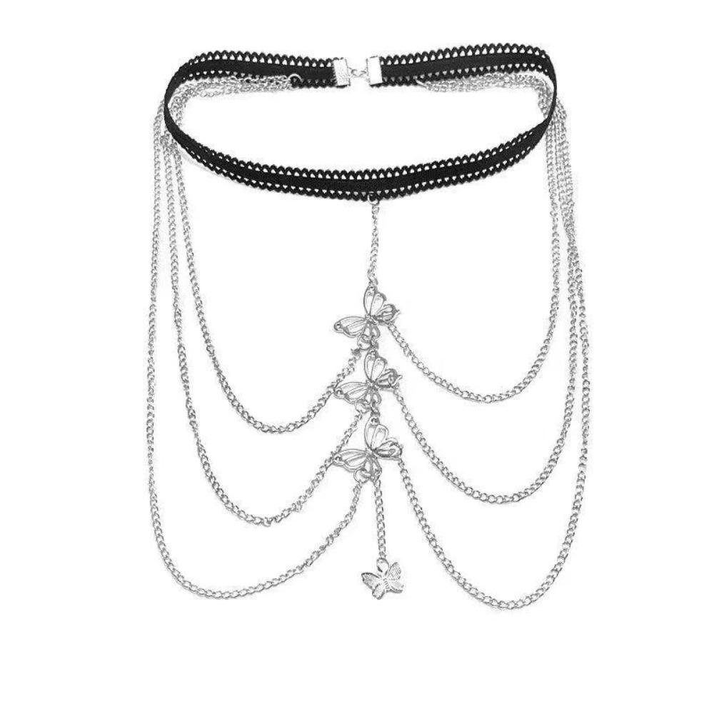 Dây Xích Chân Bướm MONOSTYLE, Dây Xích Đùi Bướm Co Giãn, Bán Ren Xu Hướng Gợi Cảm Đi Biển Trang Sức Cơ Thể Nữ