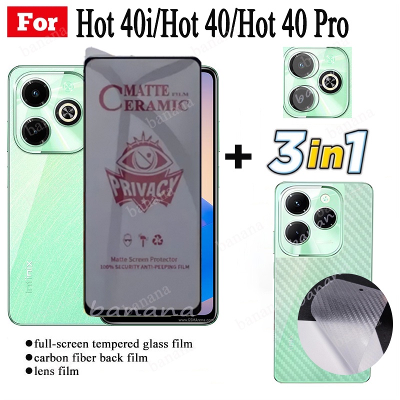3 TRONG 1 infinix Hot 40 Hot40i Hot 40 Pro Phim gốm bảo vệ màn hình bảo vệ màn hình và ống kính máy ảnh Kính bảo vệ màn hình và màng mặt sau