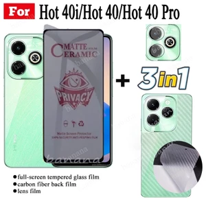 3 TRONG 1 infinix Hot 40 Hot40i Hot 40 Pro Phim gốm bảo vệ màn hình bảo vệ màn hình và ống kính máy ảnh Kính bảo vệ màn hình và màng mặt sau