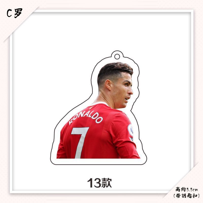 Cristiano Ronaldo ngôi sao acrylic móc khóa mặt dây chuyền quà tặng sinh nhật bóng đá ngoại vi quạt phụ kiện quà tặng Wo
