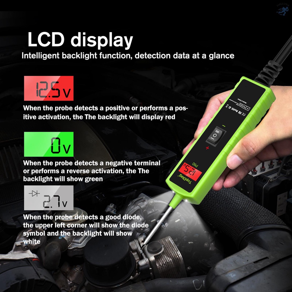 Thiết Bị Kiểm Tra Mạch Điện P60 6-30V DC Có Màn Hình LCD Cho Xe Hơi Hall-109
