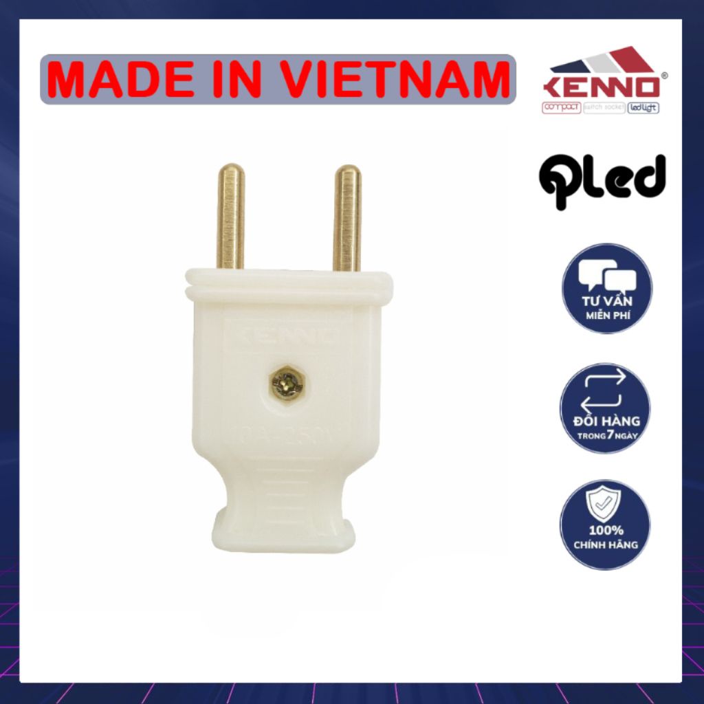 Phích cắm chịu tải Qled/Kenno công suất 2000W màu trắng Chân phích 4.5mm