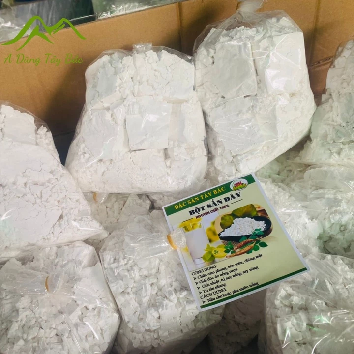 Tinh bột sắn dây hữu cơ nguyên chất 100%, bột sắn dây ta chế biến thủ công giúp thanh nhiệt giải độc giải rượu, giảm cân