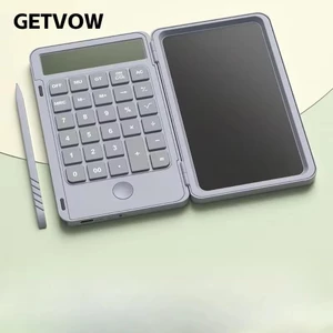 GETVOW Máy tính toán, với máy tính chức năng tiêu chuẩn 12 chữ số LCD Notepad, đa chức năng với tấm lót viết sạc Stylus Type C Tấm vẽ cho văn phòng trường học