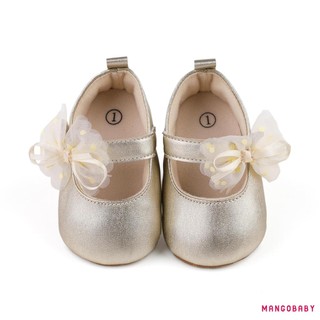 Mgg-infant Bé Gái Giày Công Chúa Bóng Bề Mặt Chấm In Lưới Nơ Đế Bằng Chống Trơn Trượt Dép Cưới Đáng Yêu Cho Bé