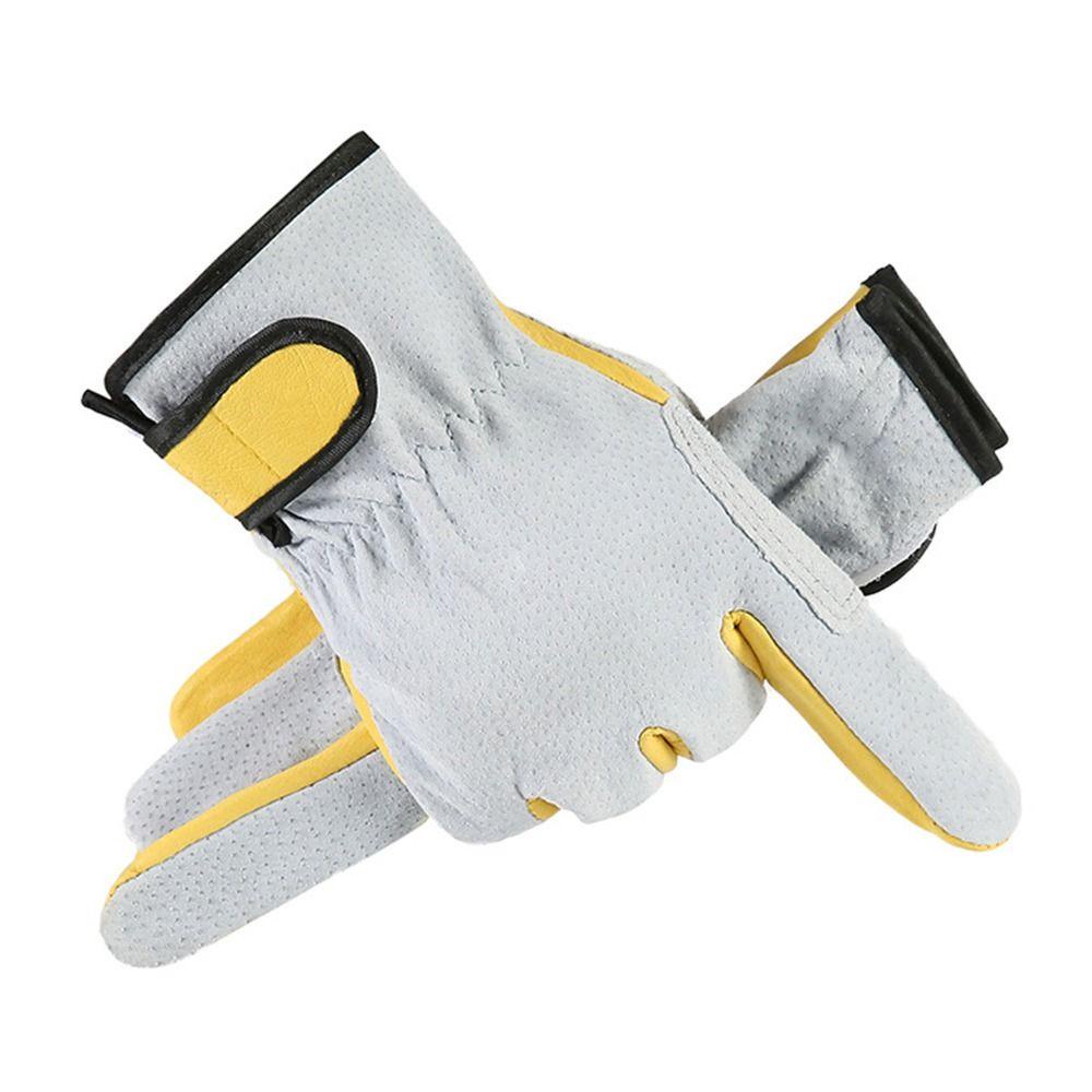 Găng tay chống cắt MONOSTYLE, Găng tay hàn chống cháy màu vàng xám, Lò nướng dụng cụ Lò sưởi Găng tay làm việc bằng da BBQ Nơi làm việc