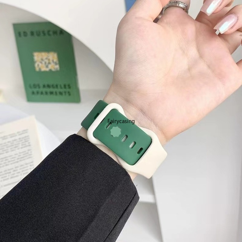 Dây đeo hai màu cho Apple Watch 46MM Band Series 11 10 9 8 7 SE 6 5 3 Vòng đeo tay thể thao thoáng khí bằng silicon cho iWatch 41mm 45mm 40mm 44mm 38mm 42mm Ultra 49mm