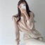 SUXI Áo Kiểu Tay Phồng Dài Cổ Tròn Màu Trơn Thời Trang Mùa Thu Cho Nữ