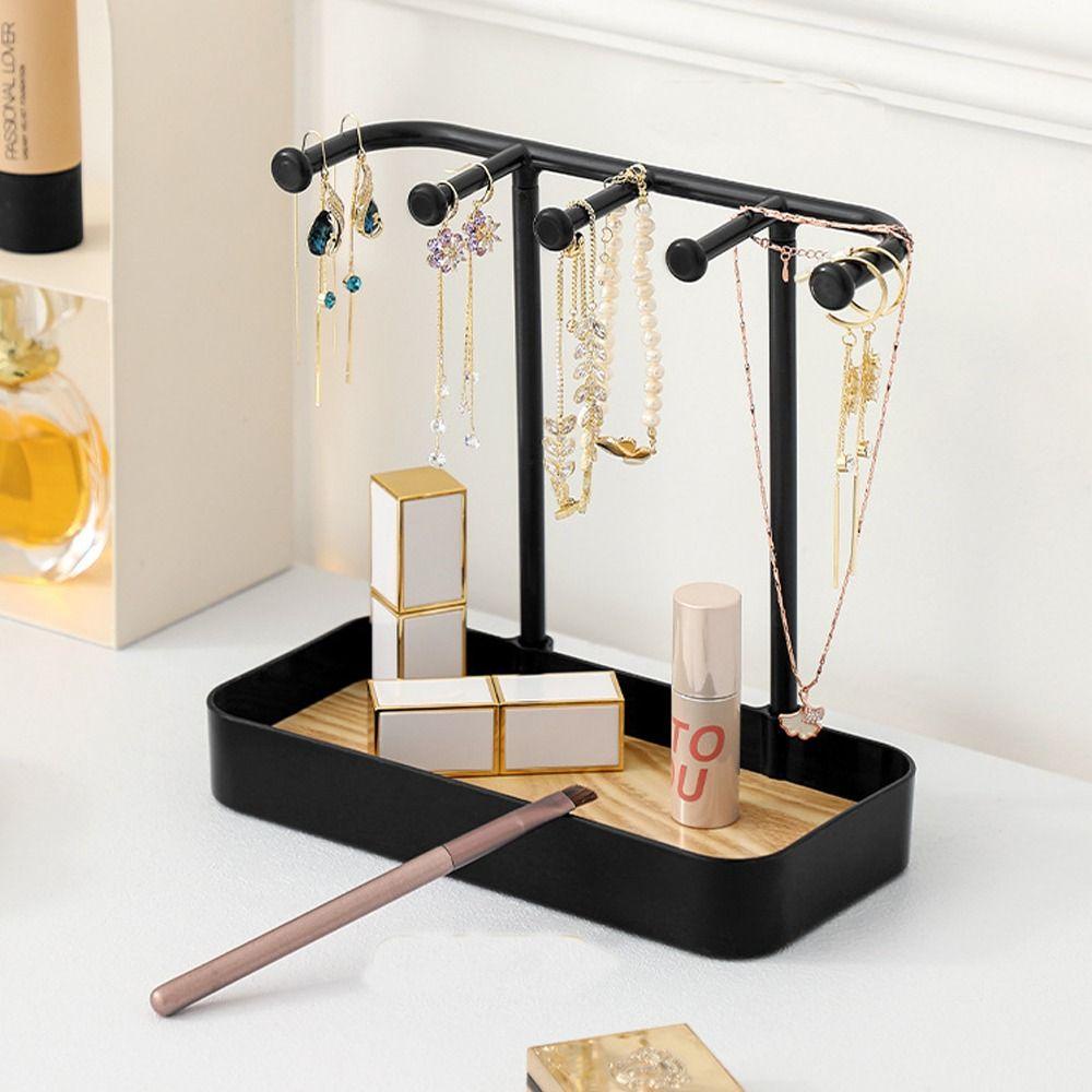 MARGREDY Giá trưng bày trang sức, với Đế gỗ Đạo cụ chụp ảnh Hộp lưu trữ máy tính để bàn, Vòng cổ bông tai tiện lợi thời trang Giá treo di động