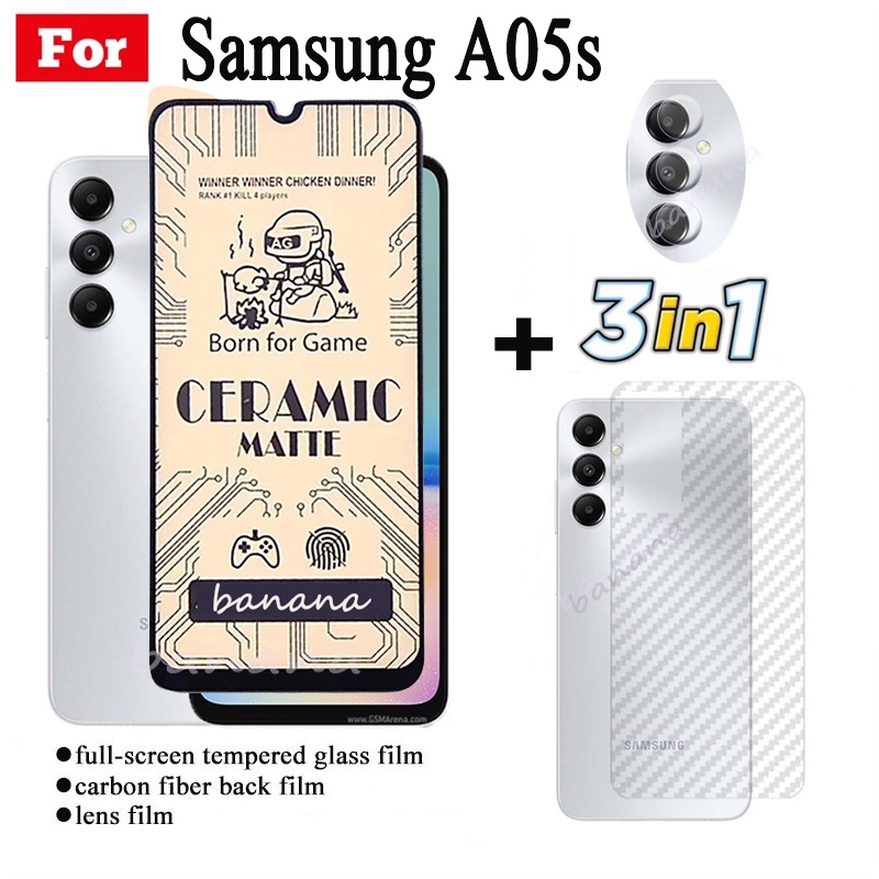 Kính cường lực gốm Samsung A05s cho Samsung A05S A0 5S A 05S Kính cường lực bảo vệ ống kính máy ảnh 3in1