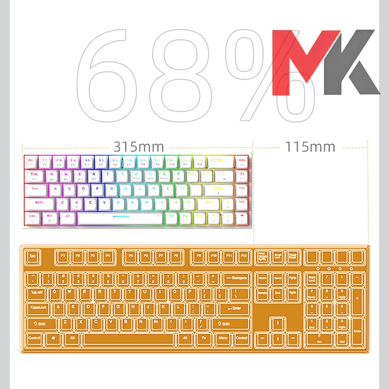 Bàn phím cơ ColorReco C068 - LED RGB - Hotswap 5 pin - Không dây 3 mode ...