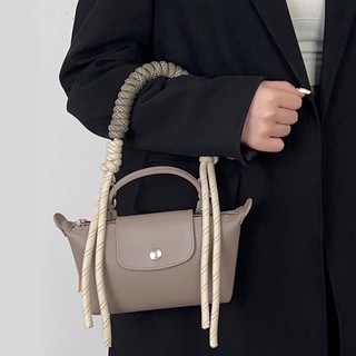Dây đeo túi vải canvas dệt tay cho longchamp mini, dây cầm tay ngắn, phụ kiện sửa đổi