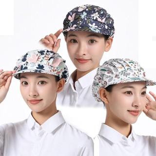 [Còn hàng] Mũ làm việc chống bụi NOOKSTORY, Mũ đầu bếp dịch vụ thực phẩm bằng vải Cotton, Băng đô làm việc bằng vải in tóc dành cho nữ