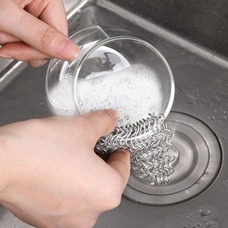 Máy làm sạch dây chuyền bằng thép không gỉ FEASTLY, Bàn chải nồi Chà bóng làm sạch, Máy chà sàn nồi gia dụng Bàn chải làm sạch bằng thép không gỉ Bàn chải rửa chén Phụ kiện nhà bếp