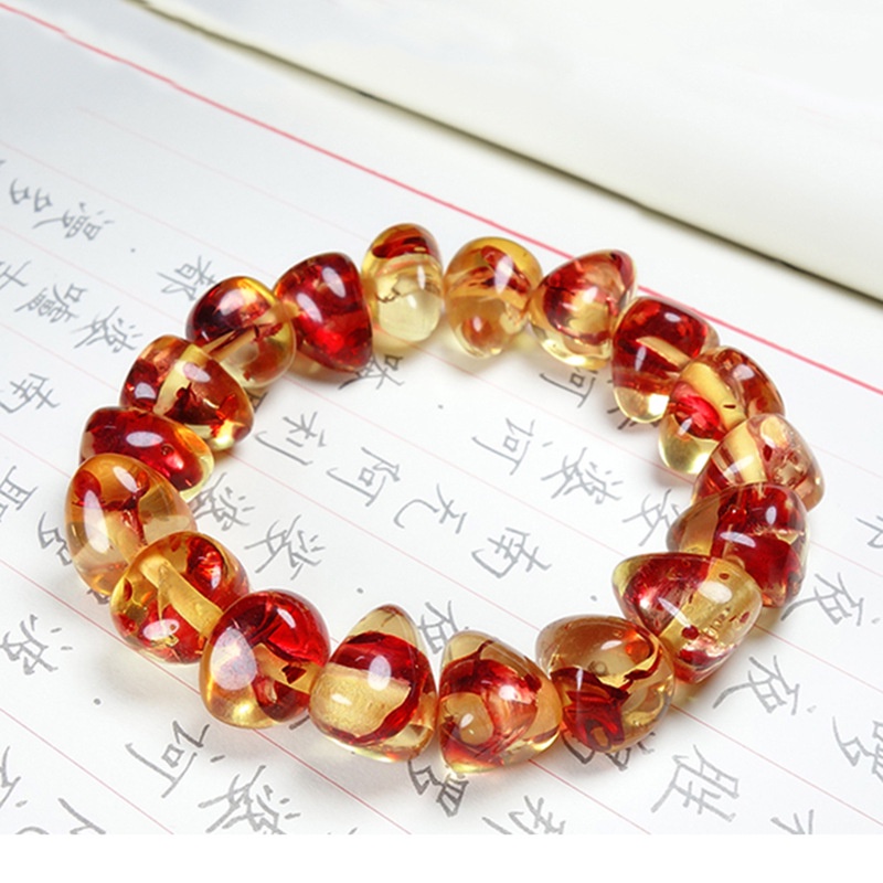 Vòng Đeo Tay Đơn Hình Tròn Họa Tiết Hoa Hổ Phách Đơn Giản Thời Trang Cho Nam Và Nữ
