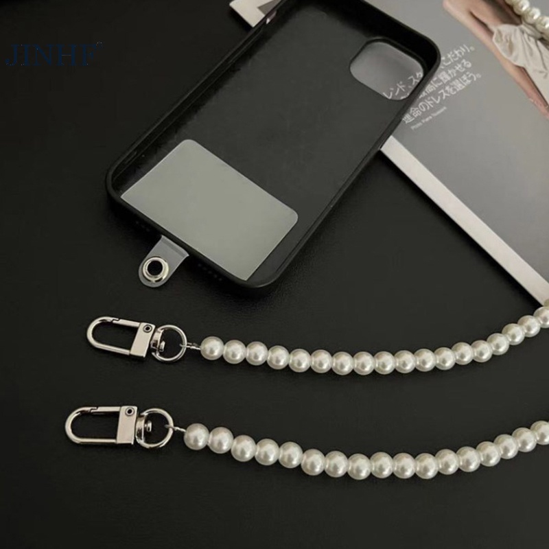 Jinf Dây Đeo Chéo Cổ Chuỗi Ngọc Trai Chống Thất Lạc Cho Điện Thoại Di Động