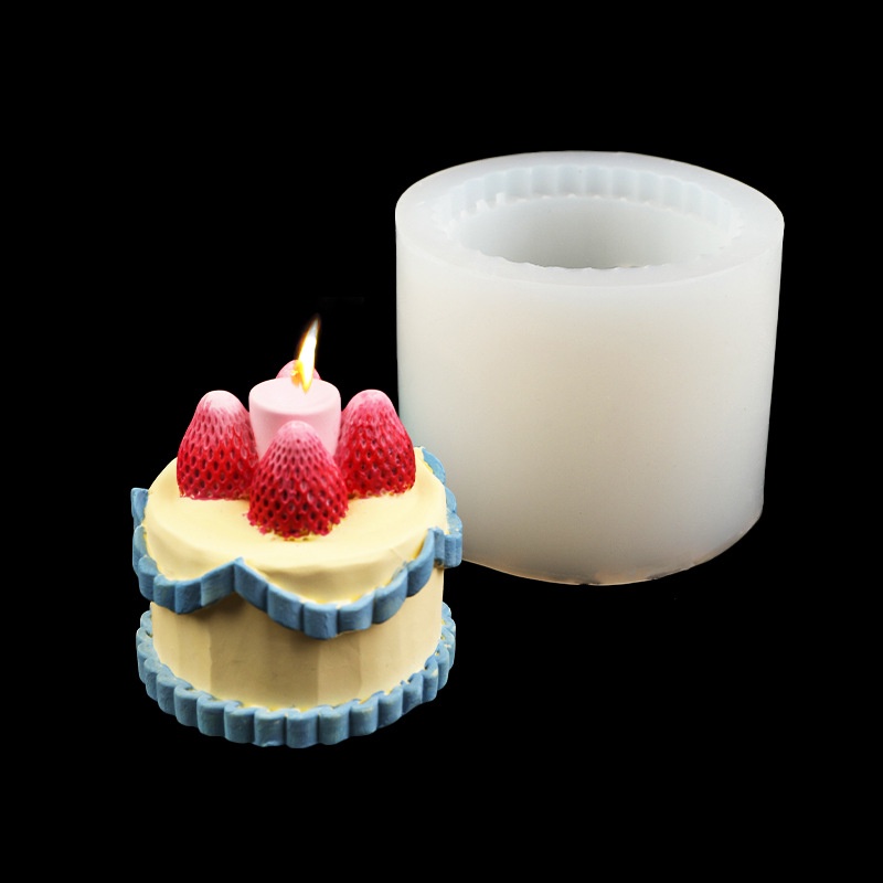 Khuôn Làm Bánh / Xà Phòng / Nến Hình Trái Dâu Bằng Silicone Diy