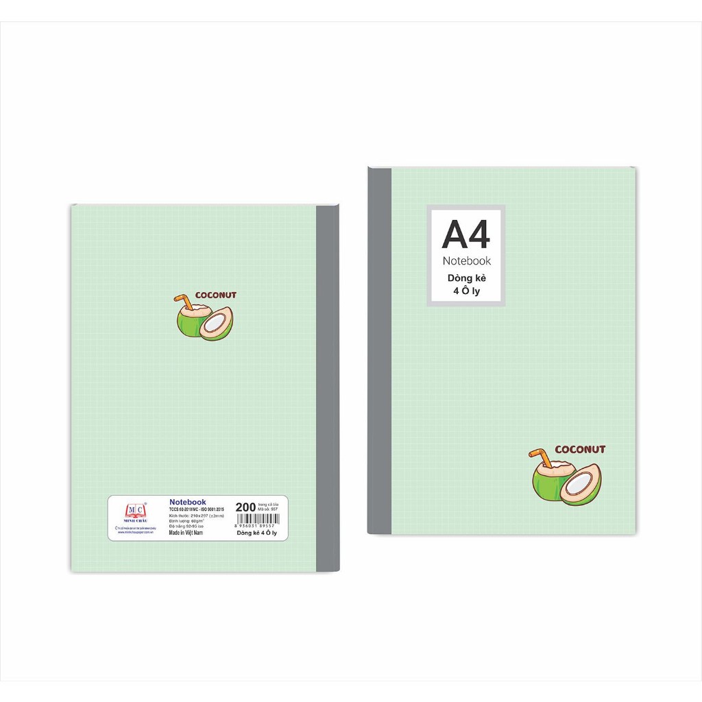 NOTEBOOK A4 DÒNG KẺ 4 Ô LY 200 TRANG, SỔ GHIM GÁY, 58-60GSM (MS 557 ...