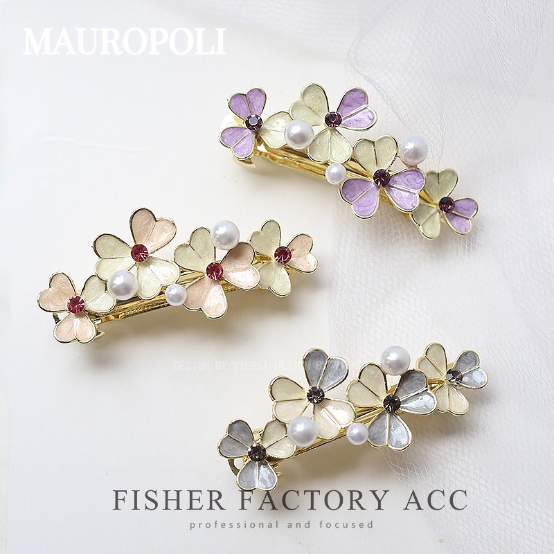 Mauropoli [Hàng Có Sẵn] Kẹp Tóc Hoa Nhỏ Đơn Giản Phong Cách retro Hàn Quốc Cỡ Vừa