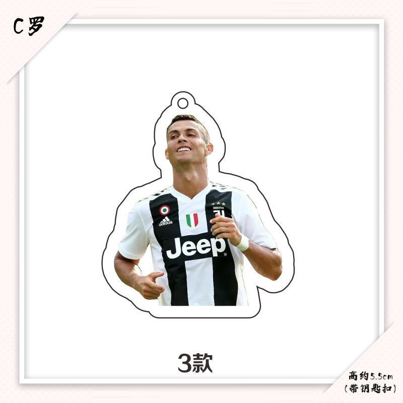 Cristiano Ronaldo ngôi sao acrylic móc khóa mặt dây chuyền quà tặng sinh nhật bóng đá ngoại vi quạt phụ kiện quà tặng Wo