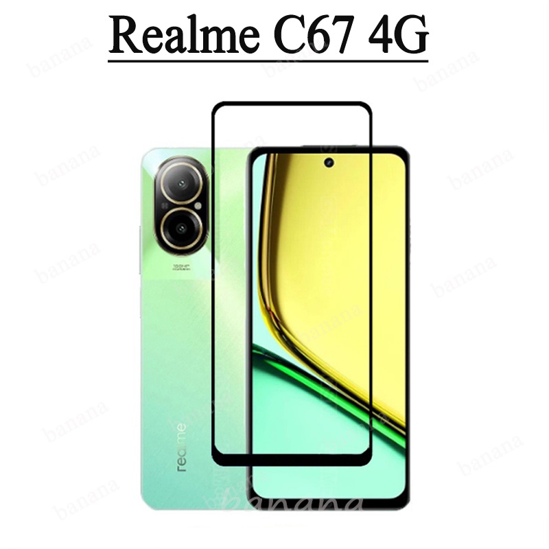 Phim che toàn bộ kính cường lực 3 TRONG 1 Realme C67 4G cho Realme C67 5G C53 C51 C55 C30 Ống kính máy ảnh Kính bảo vệ màn hình và phim mặt sau