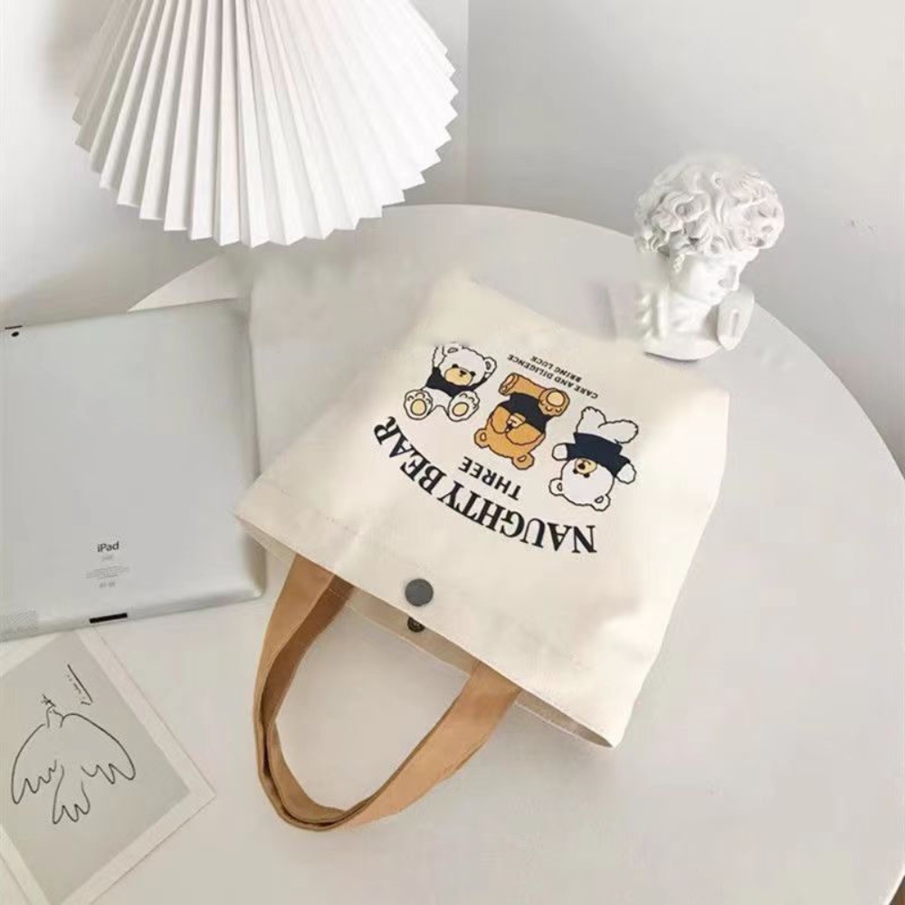 Túi xách Mini WANYEDI, Túi vải canvas đào, Túi đựng đồ dung tích lớn hoạt hình dễ thương dành cho nữ