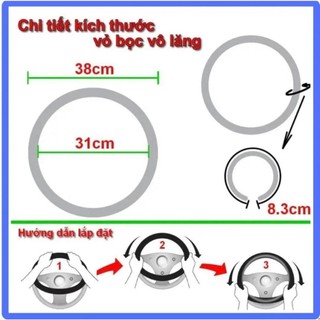 Bọc vô lăng da vân Carbon Cao Cấp size 38 phù hợp dòng xe 4-7-9-16 chỗ
