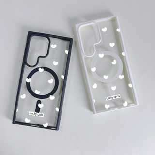 Ốp điện thoại White Love Heart S25plus S25 ultra cho Samsung s22 s22plus ultra Girly S23 S23Plus s23fe s24 s24plus s24ultra Ốp điện thoại
