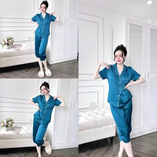 Đồ Bộ TẾT, Đồ Bộ Pijama, LỬNG MÀU TRƠN, Đồ Ngủ Nữ. Quần Lửng Có Túi. Vải Lụa Latin Cao Cấp.