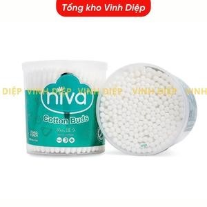 Tăm Bông Niva Hũ Xoay 200 Que Thân Nhựa AH2 Đa Năng Cho Người Lớn Ngoáy Tai, Vệ Sinh, Trang Điểm
