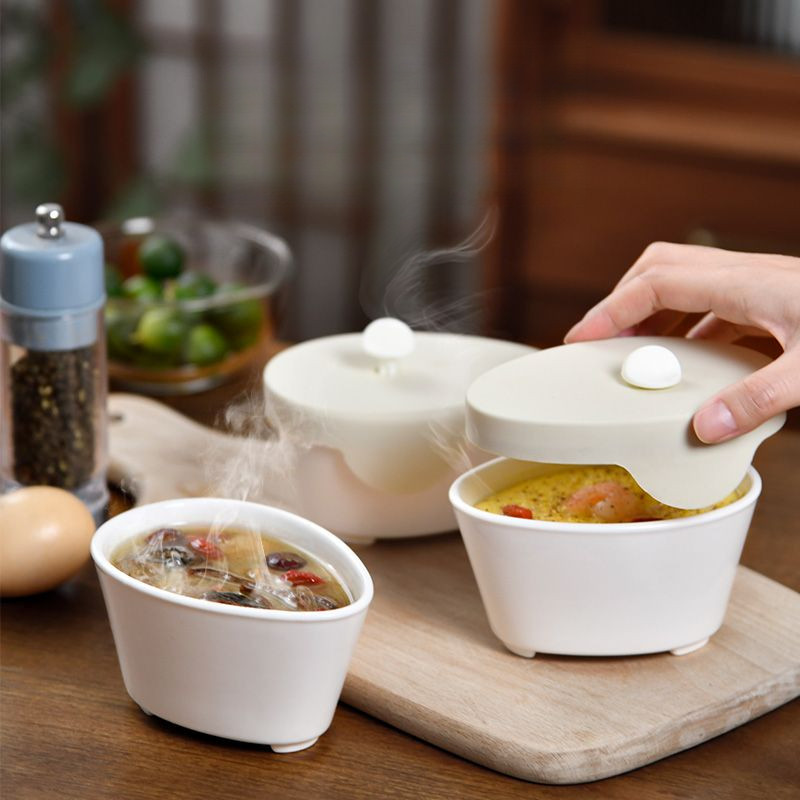 Bát hấp gốm có nắp | Lò vi sóng Thích hợp Cốc trứng hấp chống bỏng Hộ ...