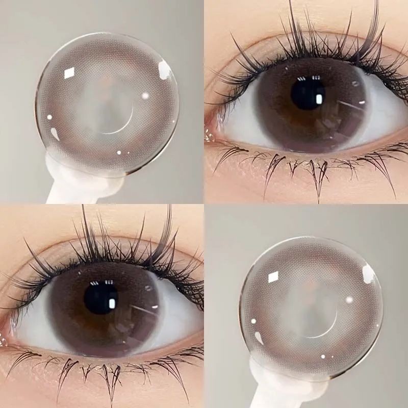 Set 2 Kính Áp Tròng Màu Đen contact lenses 0 ~ -8.00 black len 14.2mm lens cận lens nâu bean black 51