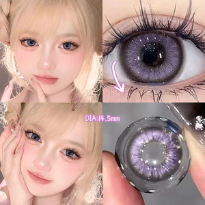 （-0°-4.50°）🌈ZM 🌈/Set 2 Kính Áp Tròng Màu tím/đen/xám thời trang contact lens hợp lệ 6 tháng 91