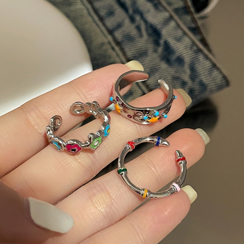 Nhẫn ngôi sao hoa mịn Thiết kế độc đáo Nhẫn mở hợp kim có thể điều chỉnh