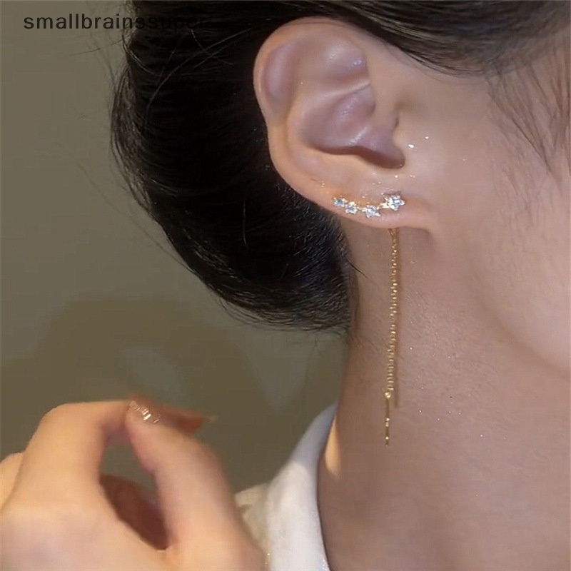 Smallbrainssuper Khuyên Tai Dây Dài Dạng Chuỗi Hạt Mặt Ngôi Sao Trái Tim Thả Dây Thẳng Thời Thượng sbs