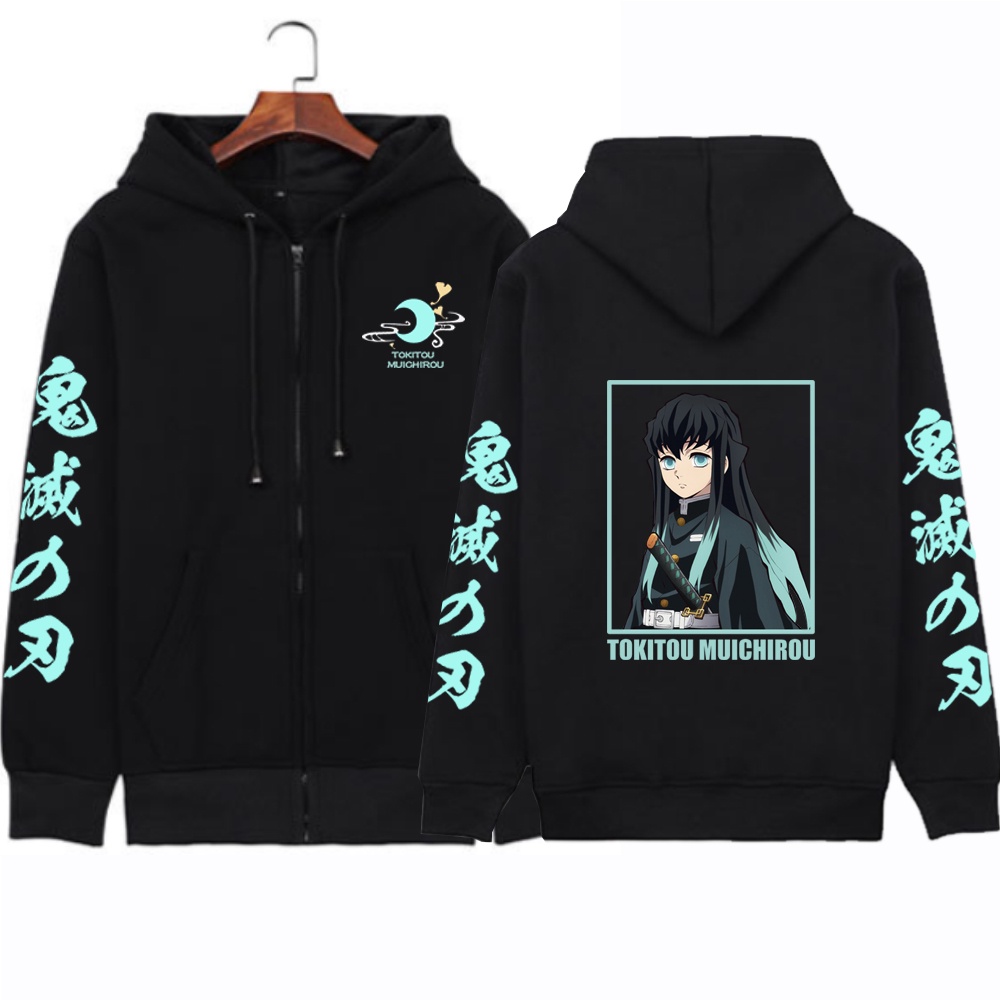 Áo Khoác hoodie Chui Cổ Có Khóa Kéo Hình anime demon slayer muichiro tokito Thời Trang Thường Ngày Cho Nam