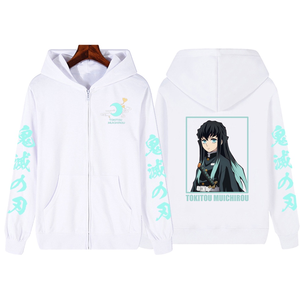 Áo Khoác hoodie Chui Cổ Có Khóa Kéo Hình anime demon slayer muichiro tokito Thời Trang Thường Ngày Cho Nam